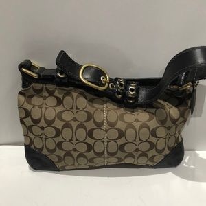 Coach single strap brown and black handbag